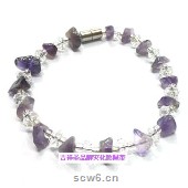 紫水晶碎石＋白20面手链